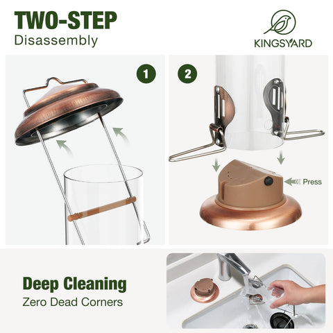 Removable base of Kingsyard feeder enables thorough cleaning