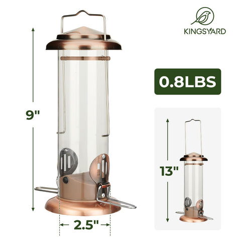 Transparent compartments let you monitor food levels in Kingsyard feeder