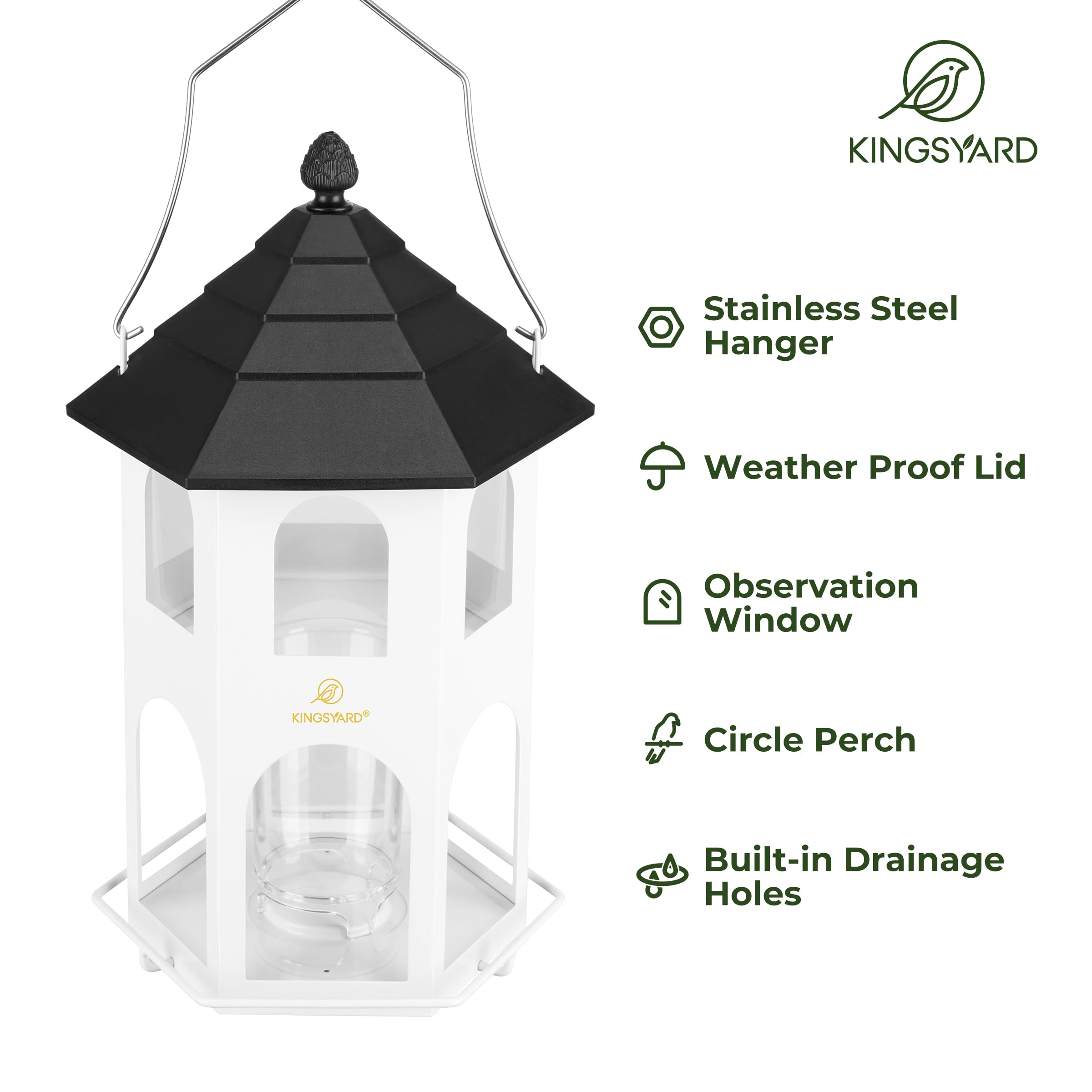 Kingsyard circular perch and tray let multiple birds feed comfortably at once.