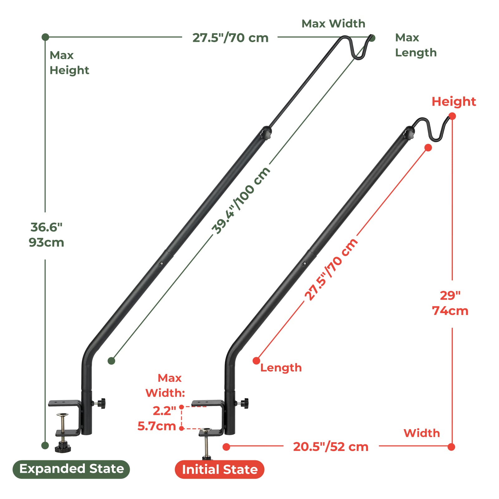 Kingsyard clamp-mounted hook fits railings up to 2.2 inches