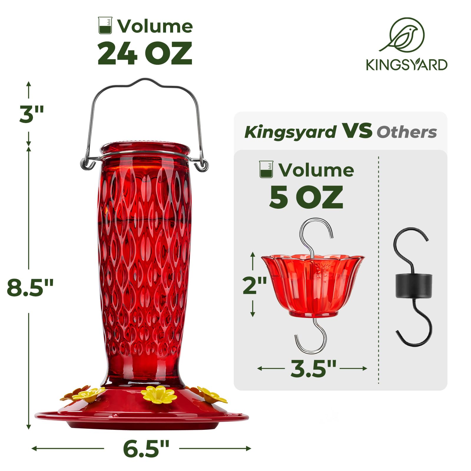 Kingsyard colorful vase-style hummingbird feeder enhances outdoor decor