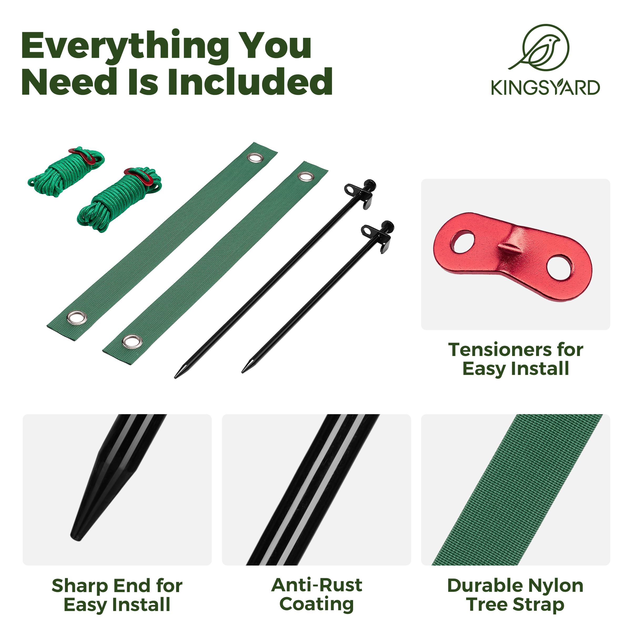 Kingsyard complete staking kit in use provides reliable tree support.