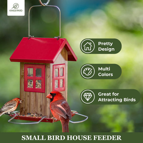 Kingsyard Cute Bird House Feeder 4-Port Side View shows durable powder-coated metal