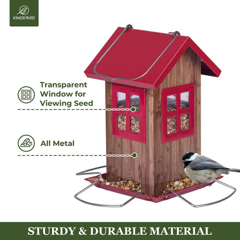 Kingsyard Cute Bird House Feeder Easy Refill with roof opening for quick feeding