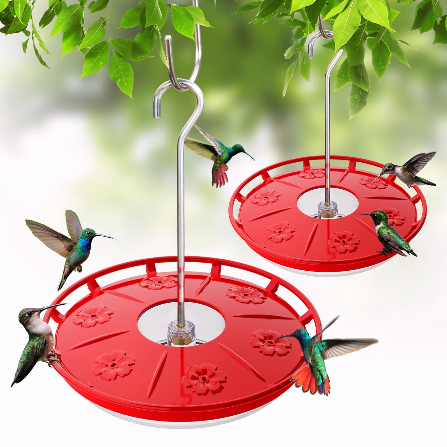 Kingsyard disc hummingbird feeder with ant moat protects nectar from ants.