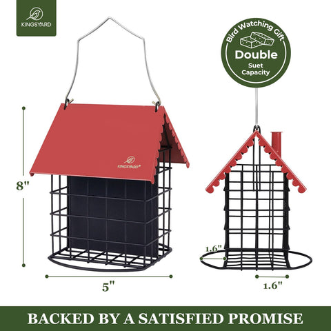 Kingsyard Double Suet Feeder hanging outdoors in a garden