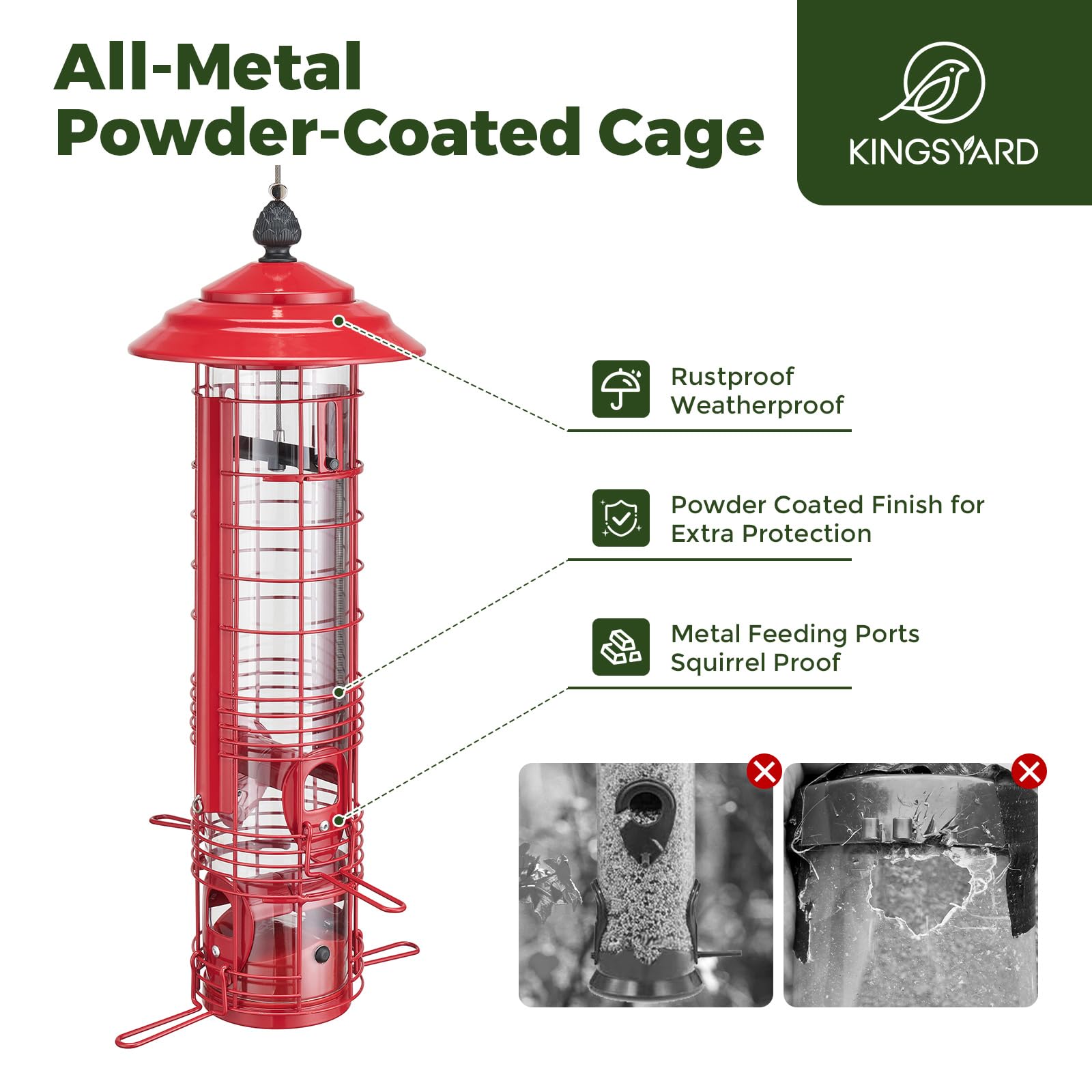 Kingsyard durable metal construction with weatherproof coating