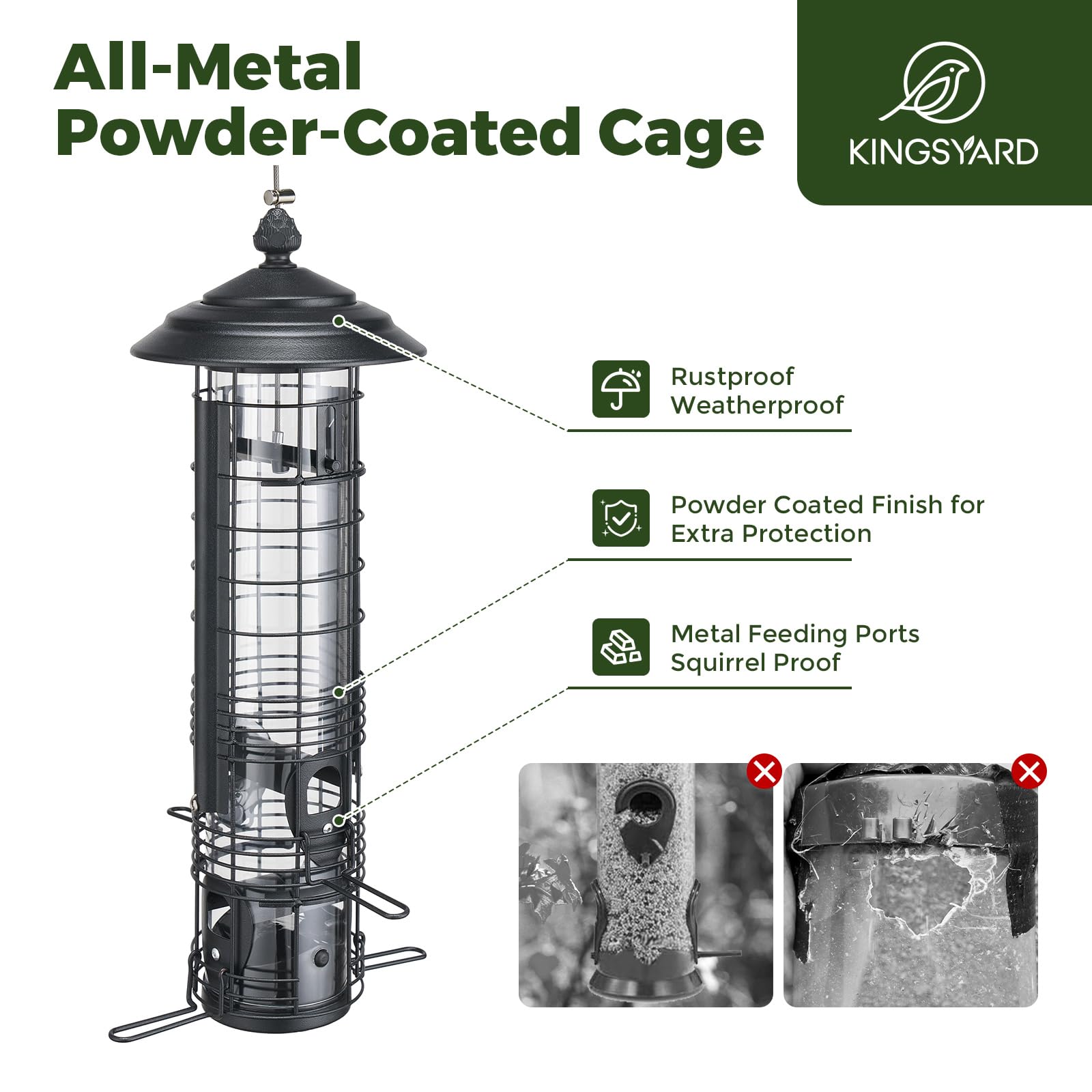 Kingsyard durable metal construction resists weather and gnawing