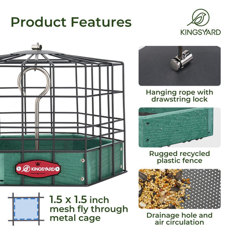 Kingsyard durable recycled-plastic feeder withstands rain and snow for year-round use.