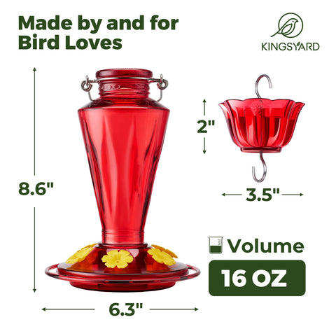 Kingsyard easy-fill and easy-clean glass feeder for quick maintenance.