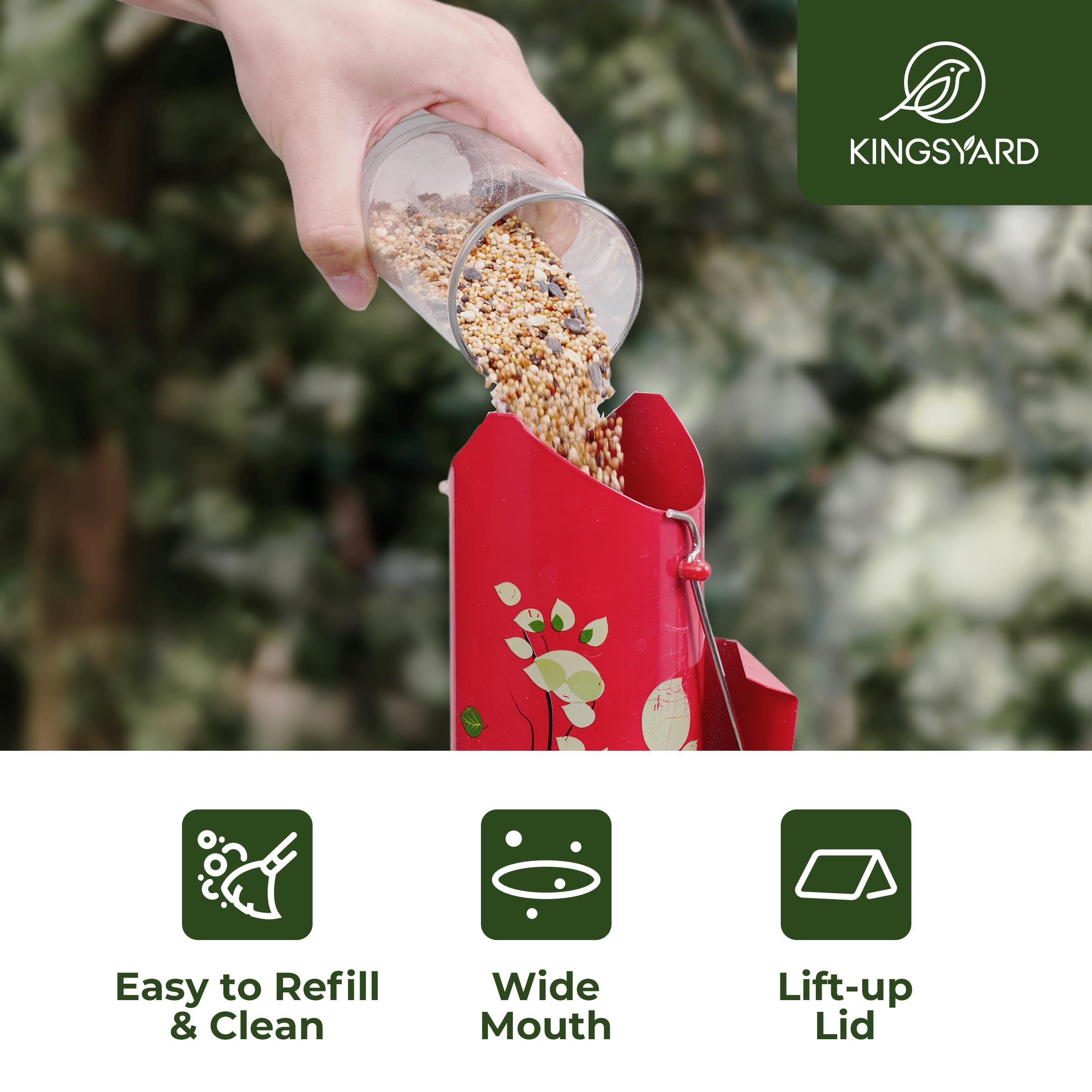 Kingsyard easy-fill lid and removable base simplify refilling and cleaning
