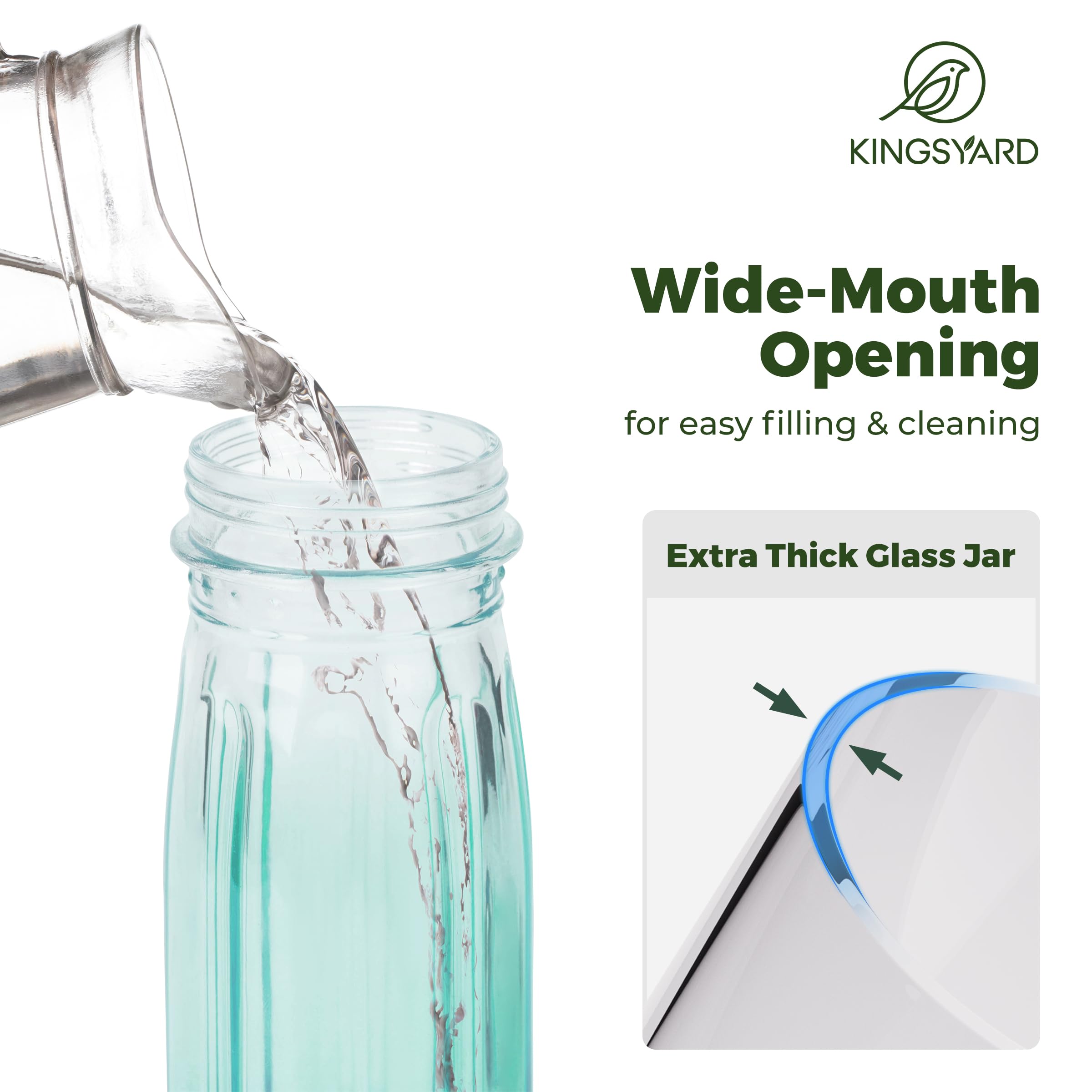 Kingsyard easy refill and cleaning with 16oz glass bottle.