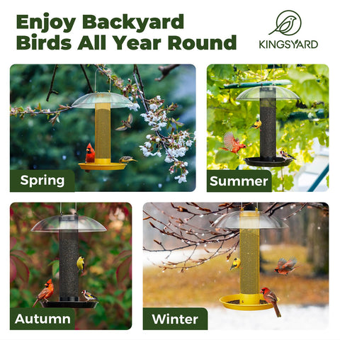 Kingsyard Finch Bird Feeder baffle helps deter squirrels during feeding.