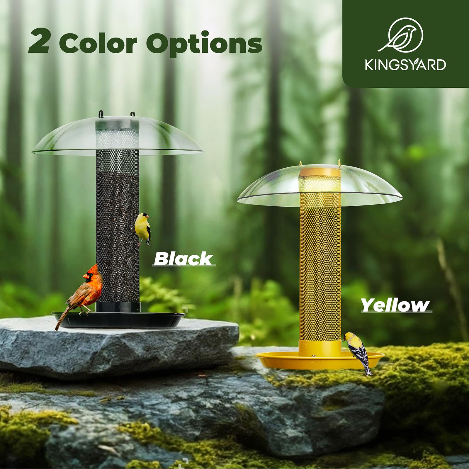 Kingsyard Finch Bird Feeder durable metal construction withstands year-round use.