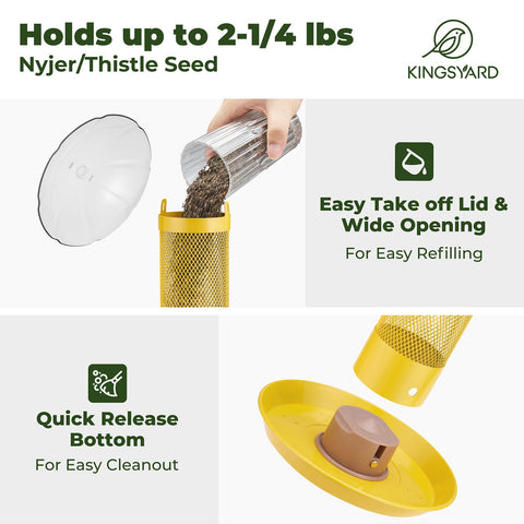 Kingsyard Finch Bird Feeder Nyjer seed option keeps feeding clean and accessible.