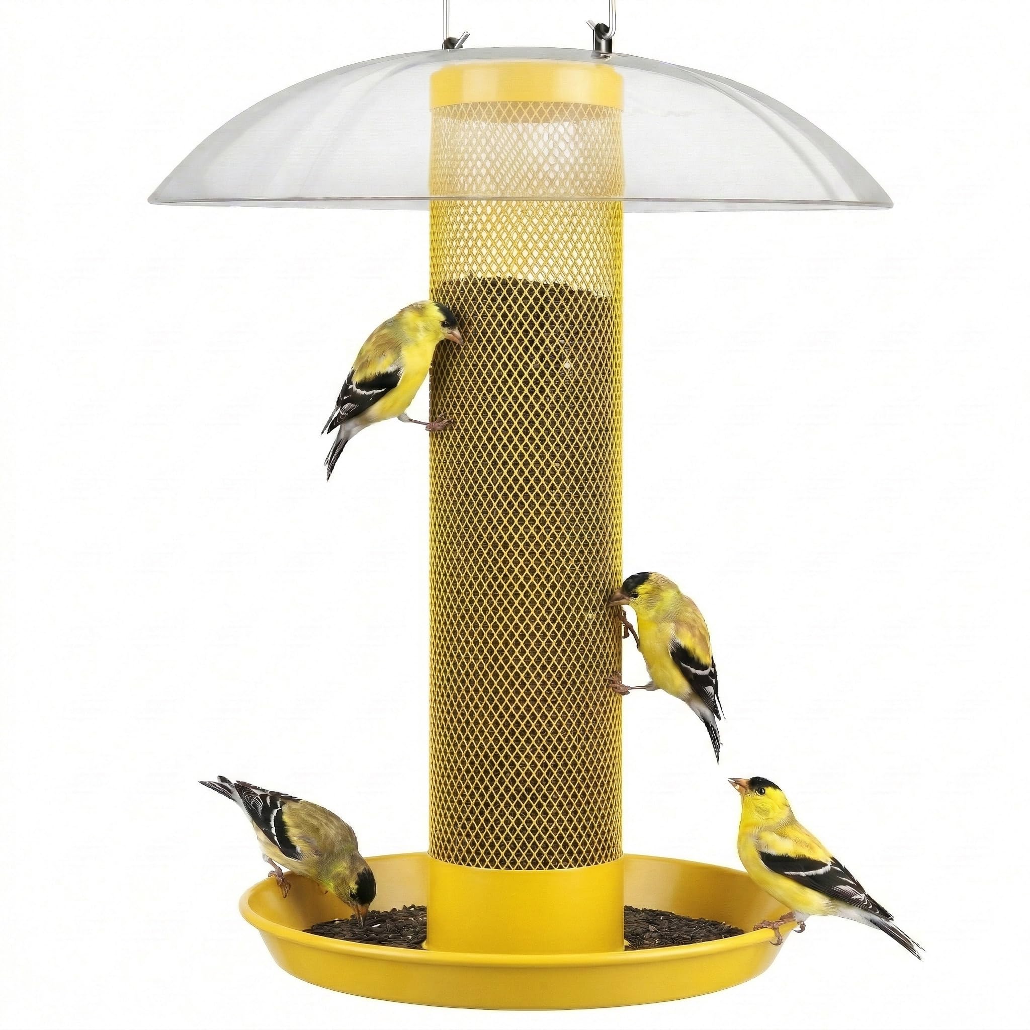 Kingsyard Finch Bird Feeder hanging outdoors offers easy backyard viewing.