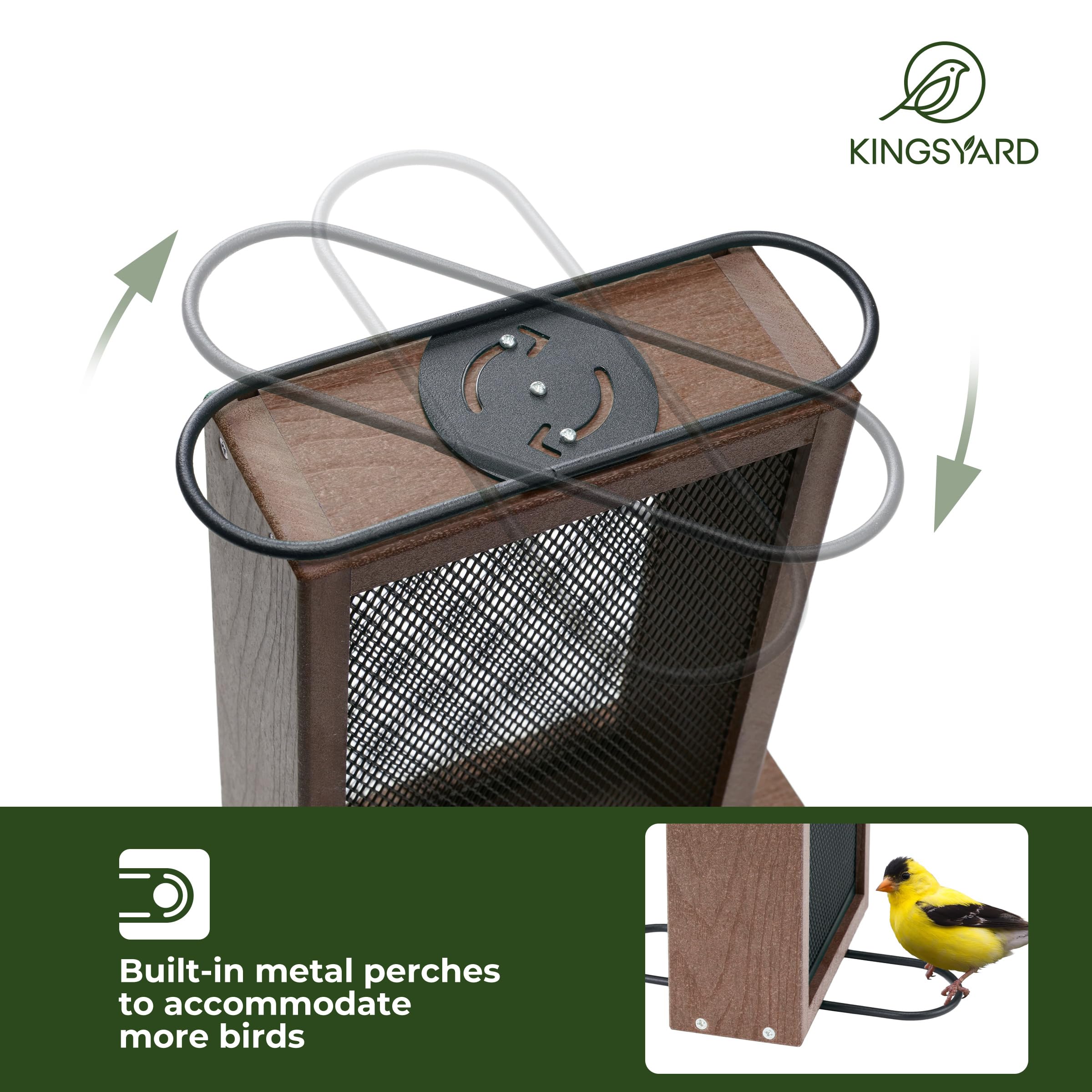 Kingsyard Finch Feeder mesh basket attracts clinging birds like goldfinches