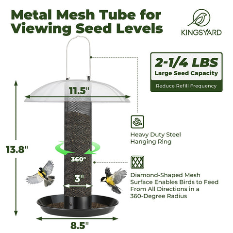 Kingsyard Finch Feeder mesh tube supports natural feeding from all angles