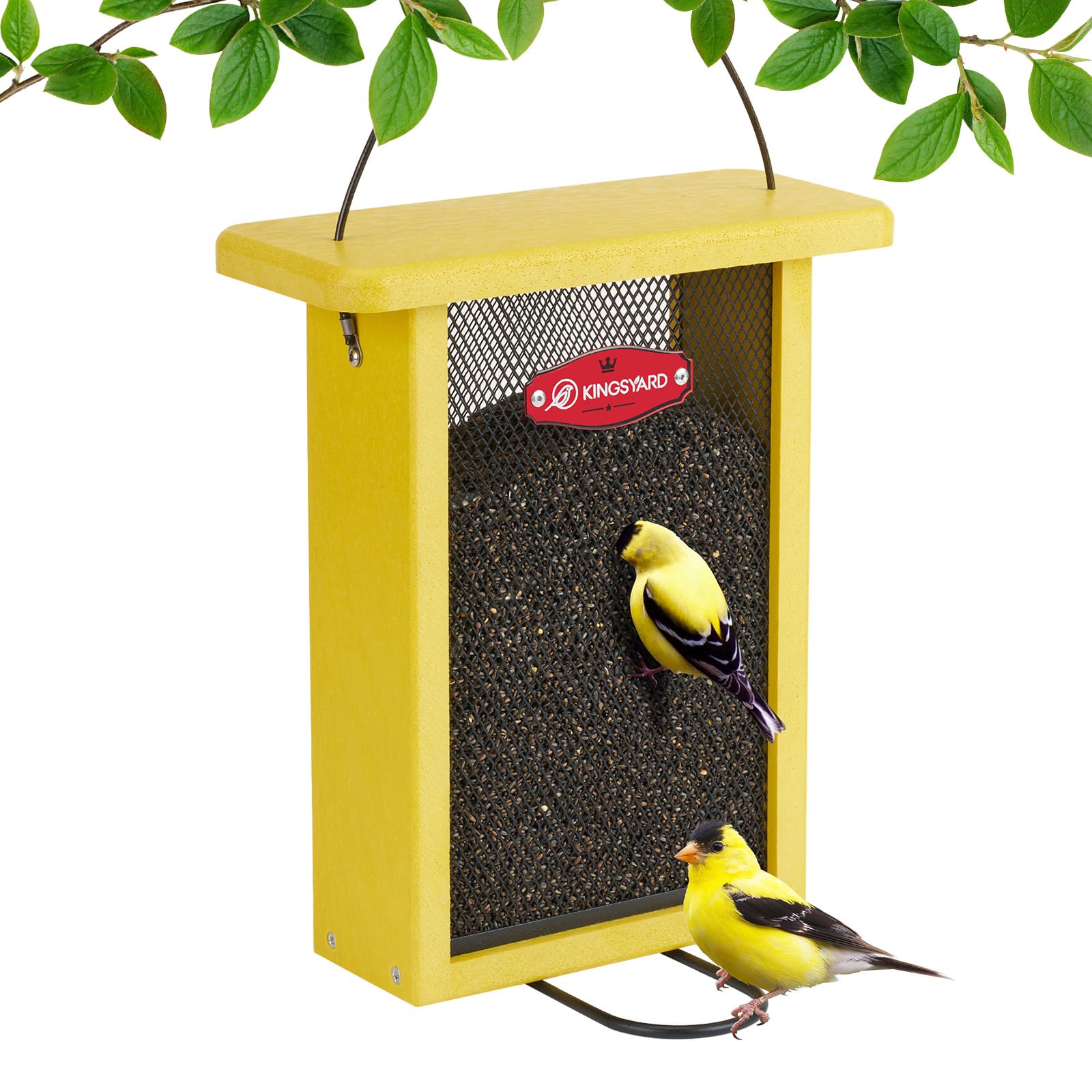 Kingsyard Finch Feeder for outdoor hanging with 360° mesh attracting goldfinches