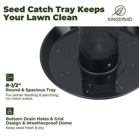 Kingsyard Finch Feeder weather dome shields seeds from rain and snow