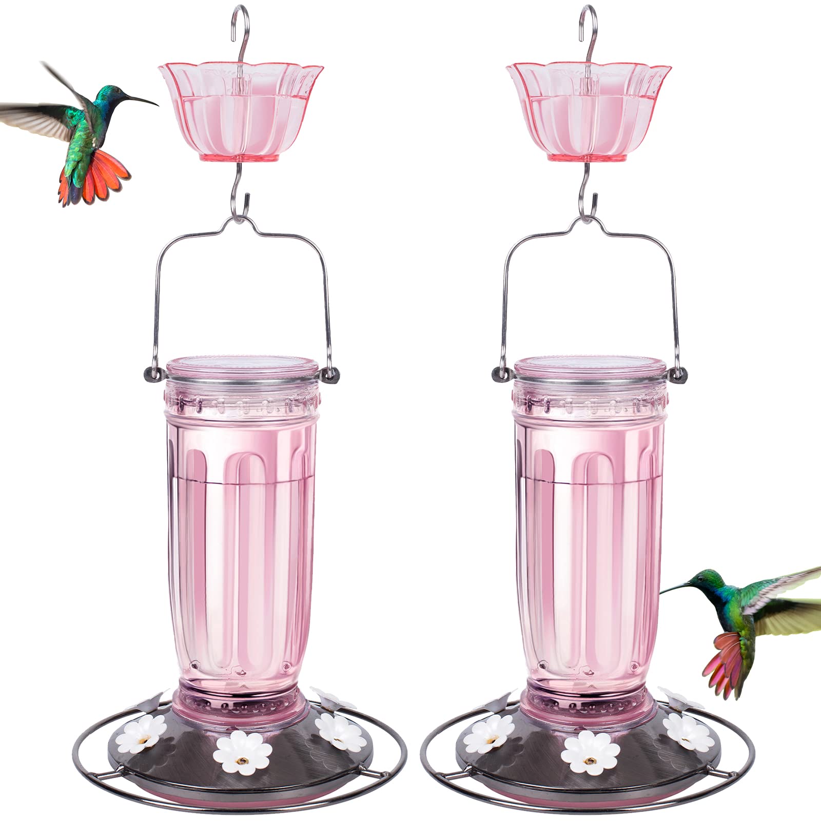 Kingsyard glass hummingbird feeder 16 oz pink attracts hummingbirds to your garden.