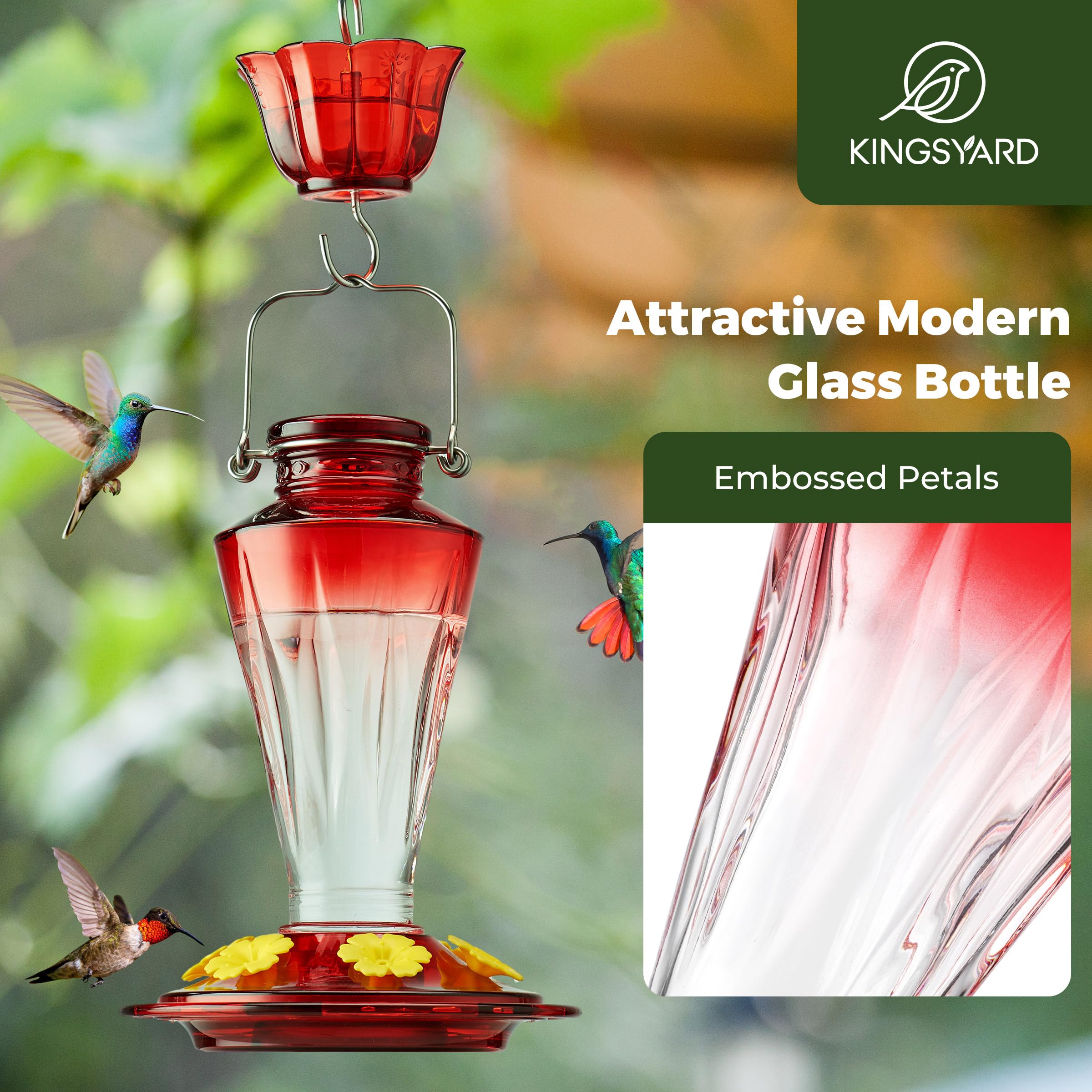 Kingsyard glass feeder with six ports for multiple hummingbirds