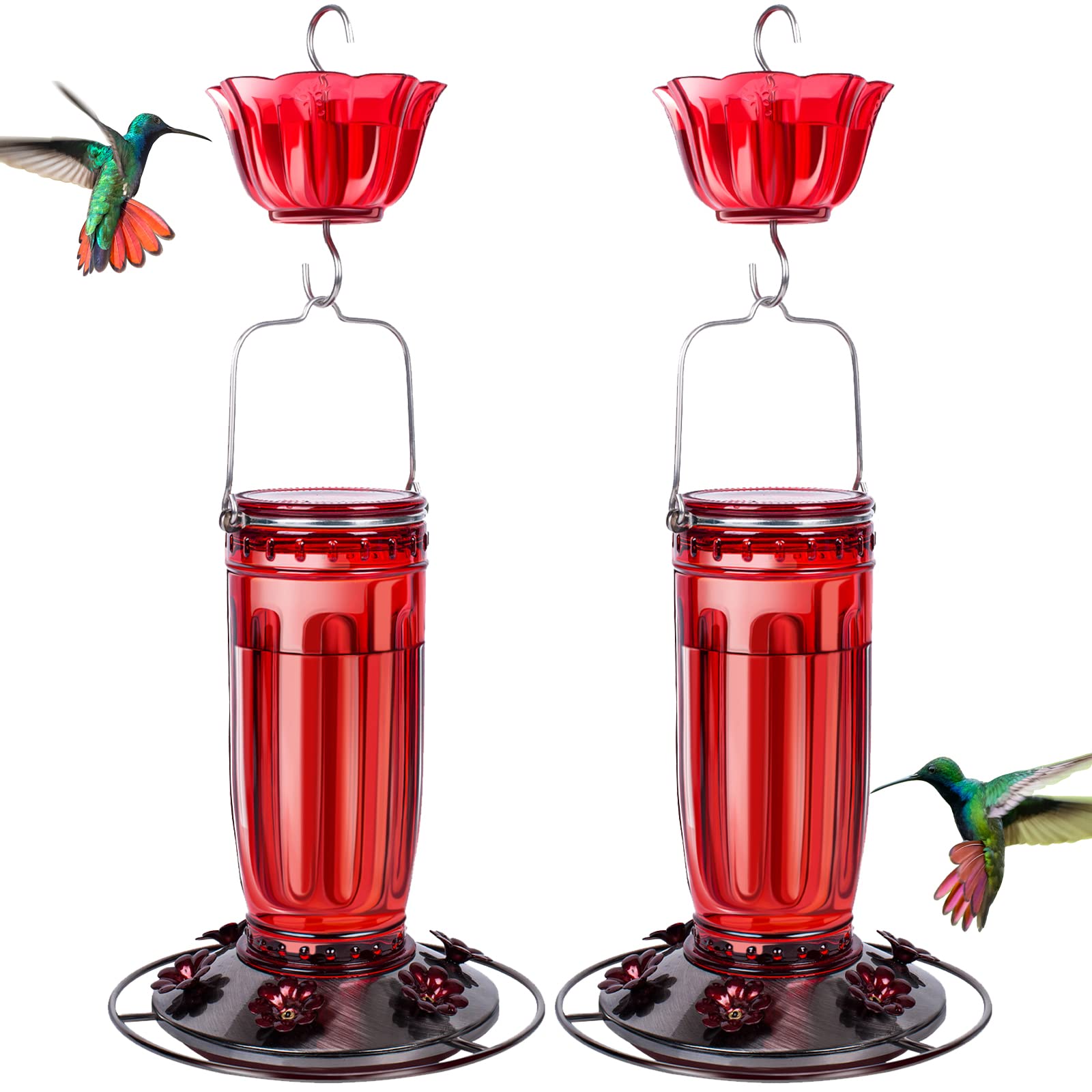 Kingsyard glass hummingbird feeder with 6 ports attracts multiple birds to your garden.