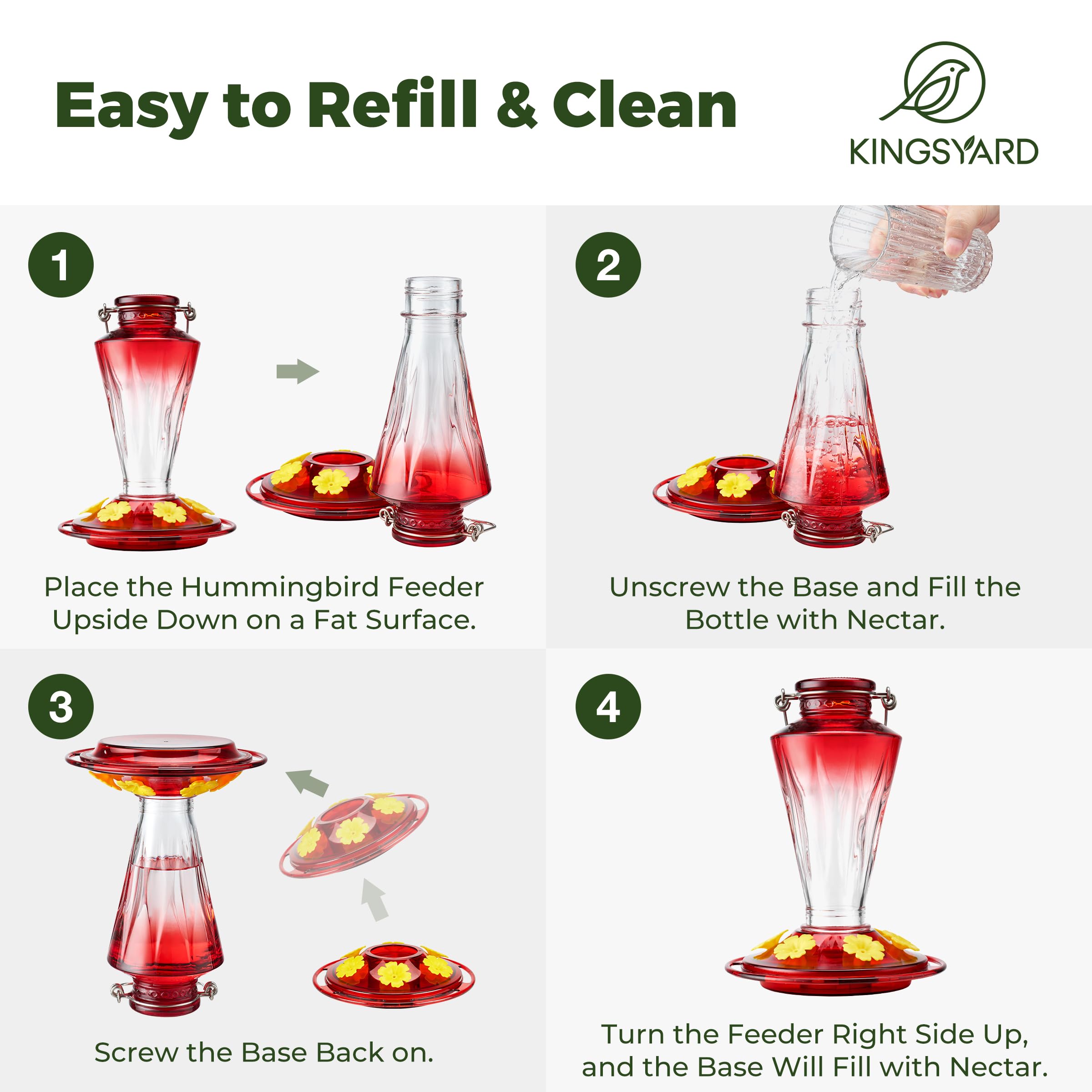 Kingsyard clear glass design for quick nectar checks
