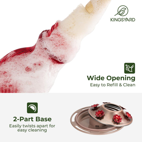 Kingsyard glass hummingbird feeder easy to clean with simple disassembly.