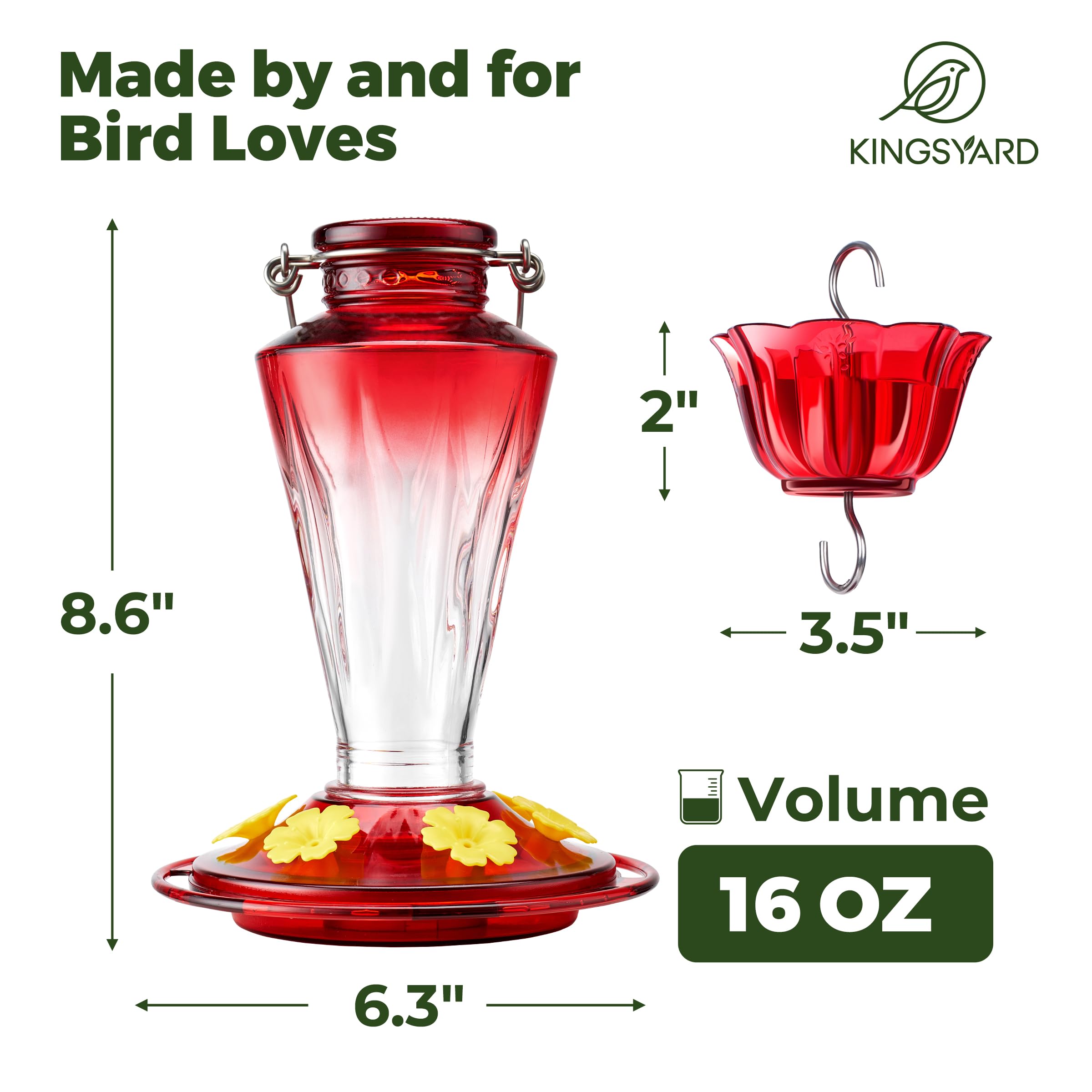 Kingsyard glass feeder easy to fill and clean