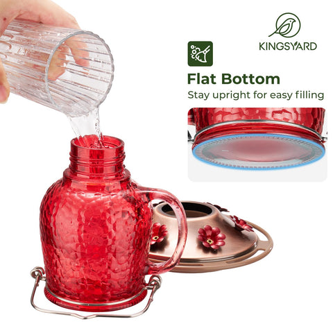 Kingsyard glass hummingbird feeder red garden decor adds color.