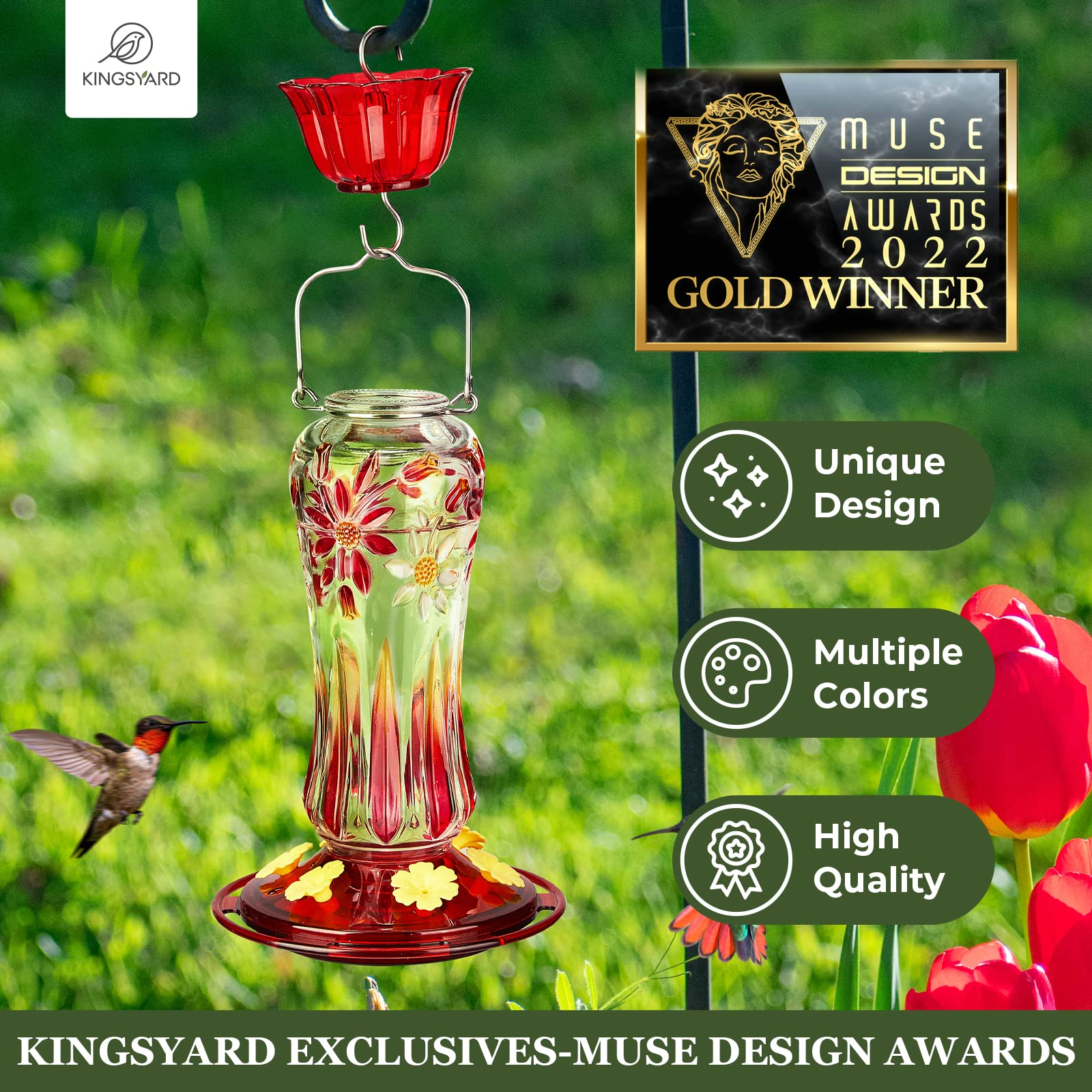 Kingsyard feeder with Gold Design Award label, trusted design