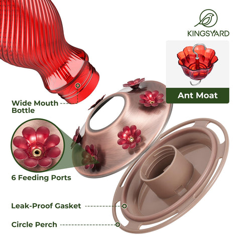 Kingsyard glass hummingbird feeder highlights a gradient design in outdoor decor.