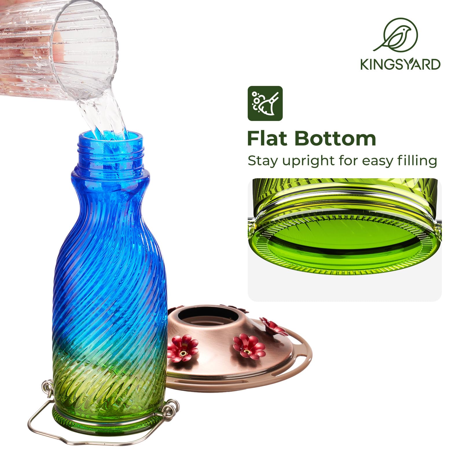 Kingsyard leak-proof base and washers prevent spills on windy days
