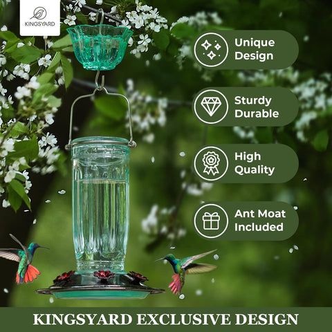 Close-up of six flower ports on Kingsyard feeder for easy nectar access
