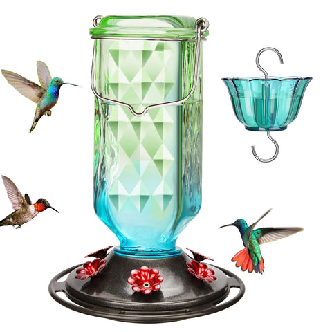 Kingsyard glass hummingbird feeder with six ports invites multiple birds to visit