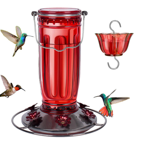 Kingsyard glass hummingbird feeder six ports attract multiple birds.