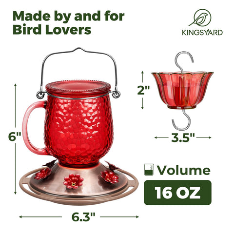 Kingsyard glass hummingbird feeder six ports invites several hummingbirds to feed together.