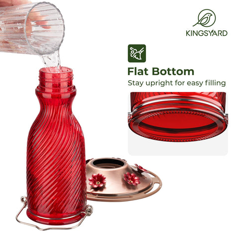 Kingsyard glass hummingbird feeder with a wide-mouth bottle for easy filling.