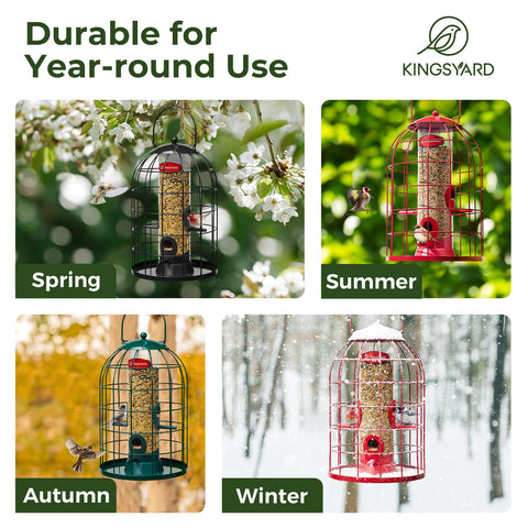 Kingsyard green bird feeder blends with garden and outdoor decor.