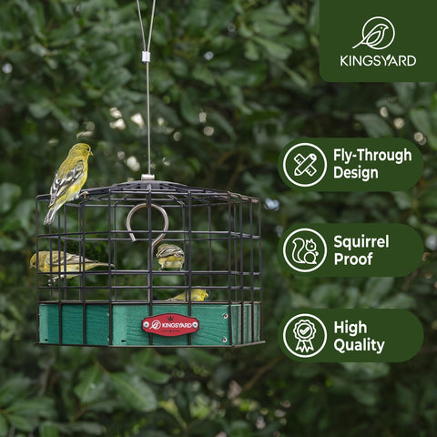 Kingsyard green outdoor bird feeder with fly-through design boosts visits.