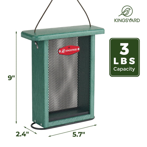 Kingsyard green outdoor feeder blends with gardens while inviting songbirds