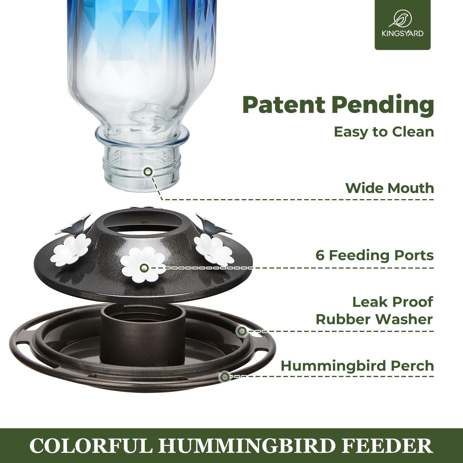 Kingsyard hanging bird feeder with ant moat helps keep nectar clear for birds.