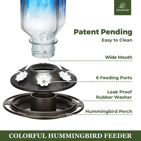 Kingsyard hanging bird feeder with ant moat helps keep nectar clear for birds.