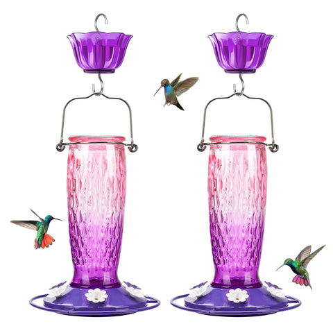 Kingsyard hummingbird feeder with pink-purple gradient for outdoor nectar viewing and backyard delight.
