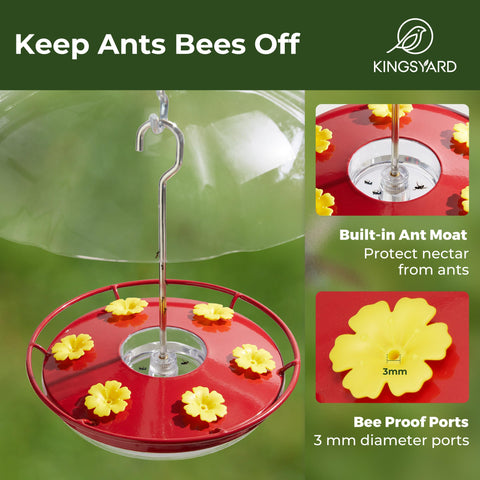 Ant moat on Kingsyard feeder creating water barrier against ants
