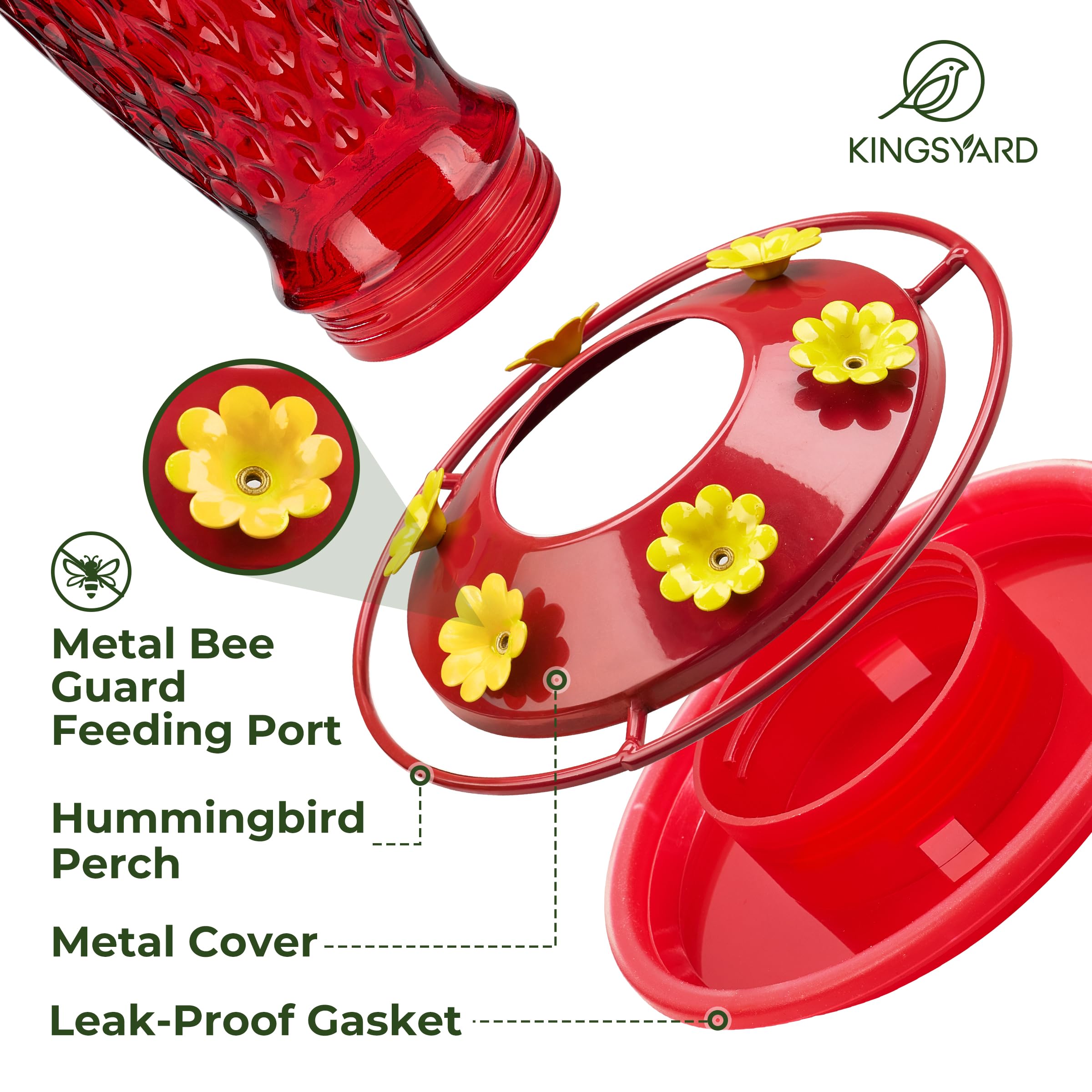 Kingsyard Hummingbird Feeder ant moat blocks ants from nectar.