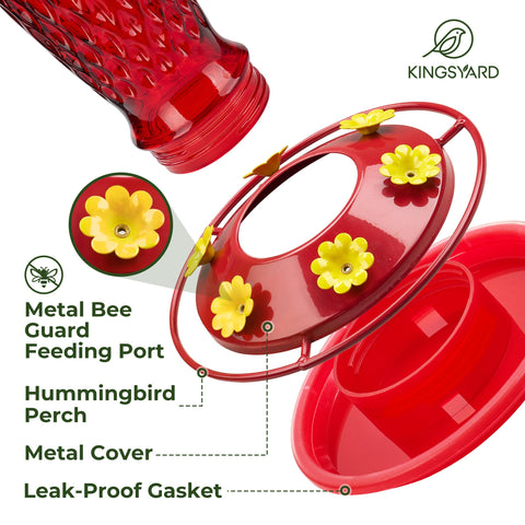 Kingsyard hummingbird feeder with bee guard ports blocks bees from nectar