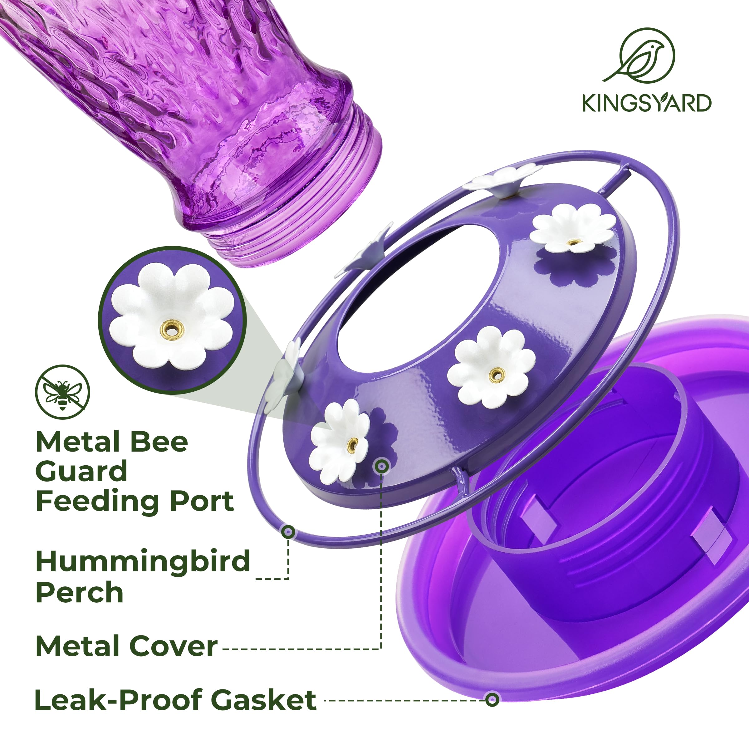 Leak-proof base on Kingsyard feeder prevents nectar leaks in wind.