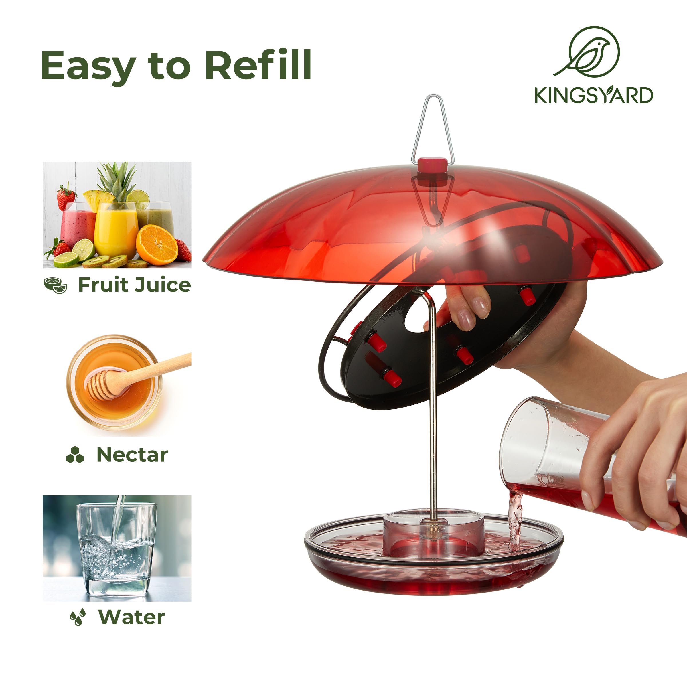 Kingsyard wide-mouth refill area offers effortless one-handed refills